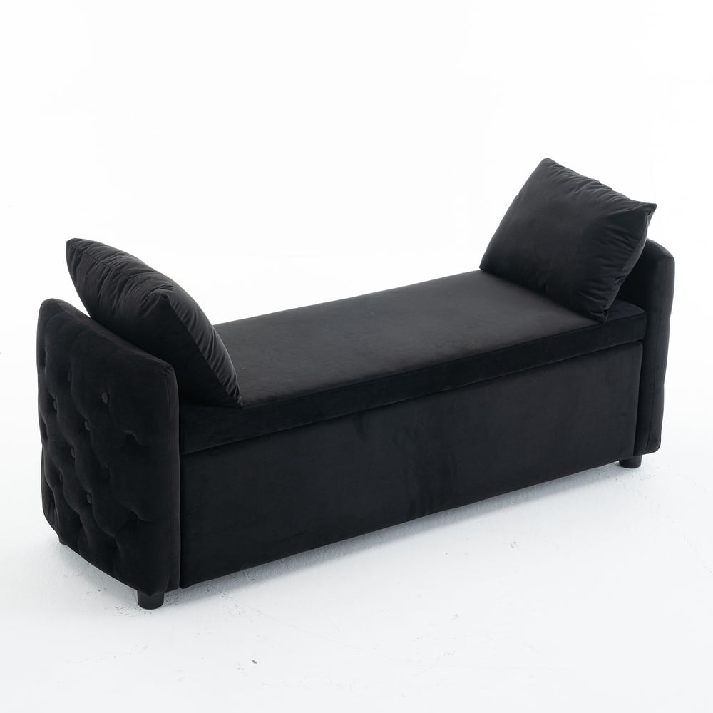 Storage Bench for Bedroom, 60" End of Bed Bench for King Size Bed Modern Upholstered Long Bench with Tufted Arm