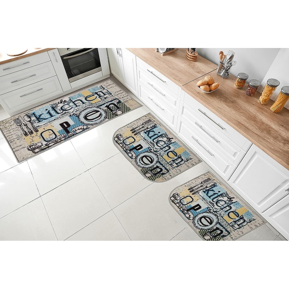 Gloria Kitchen Mat Low Profile Non Slip Skid Resistant Anti Bacterial Thin Kitchen Rug