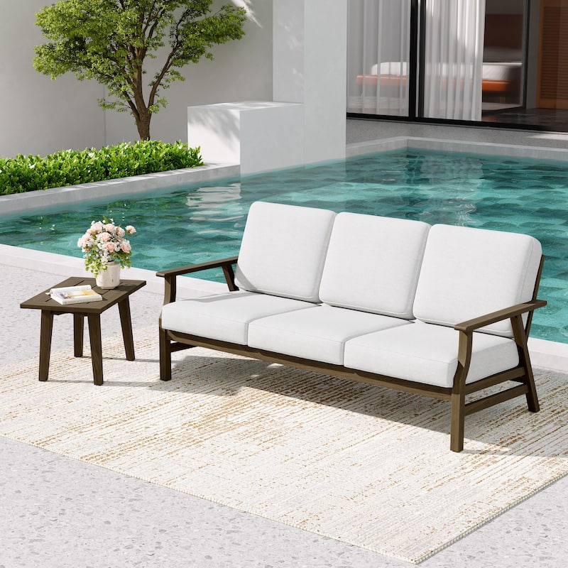 2-Piece Teak Outdoor Sofa Set with Table