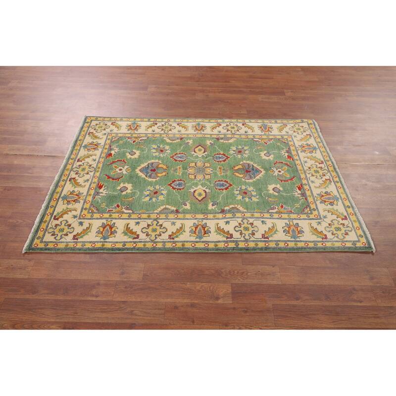 Green Oushak Accent Rug Hand-Knotted Wool Carpet - 3'4" x 4'10"