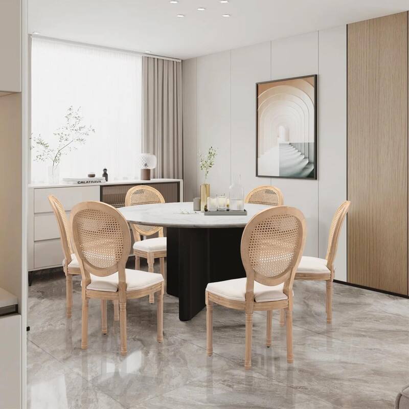 Upholstered French Style Nailhead Dining Chairs(Set of 6)