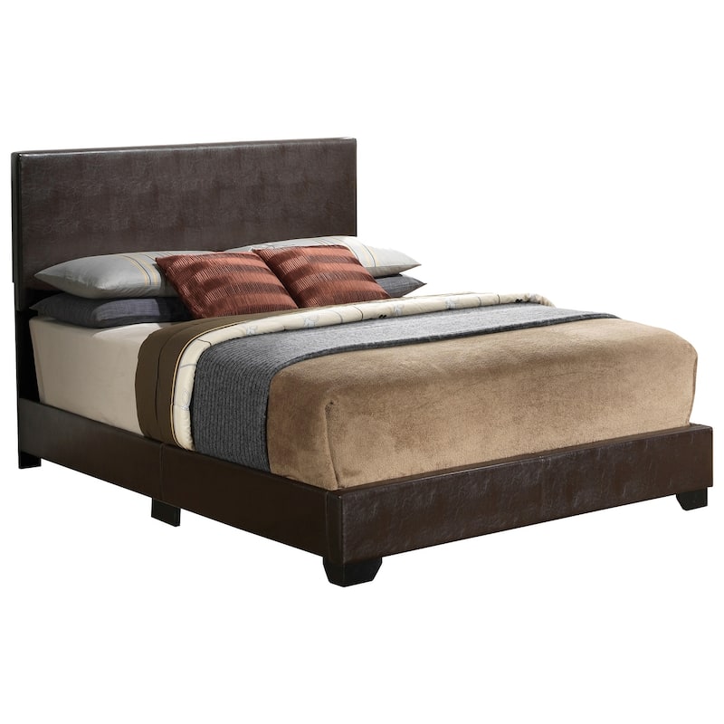 Queen Faux Leather Upholstered Panel Bed - 86" - Brown