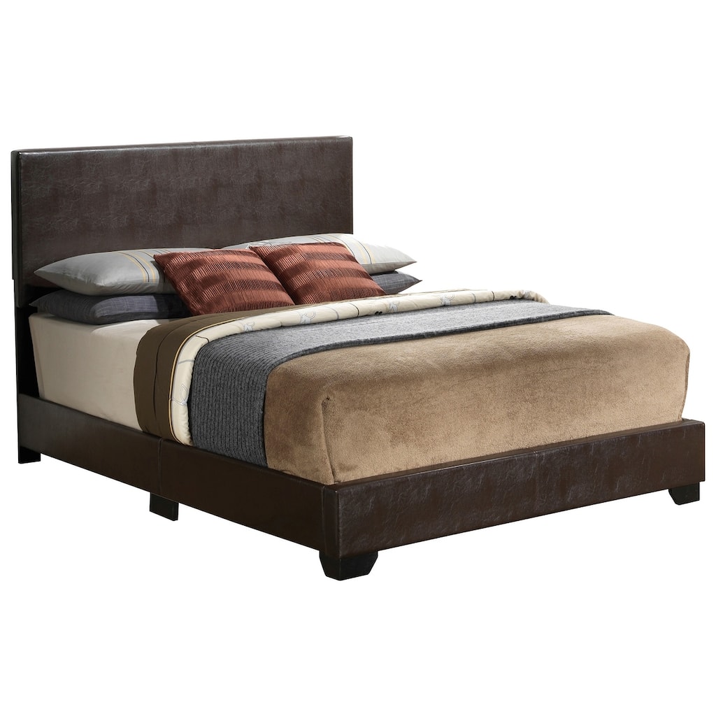 Queen Faux Leather Upholstered Panel Bed - 86" - Brown