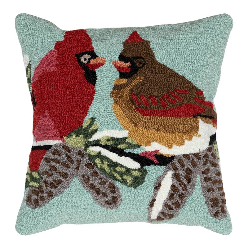 Liora Manne Frontporch Cardinals Indoor/Outdoor Pillow Sky 18" Square