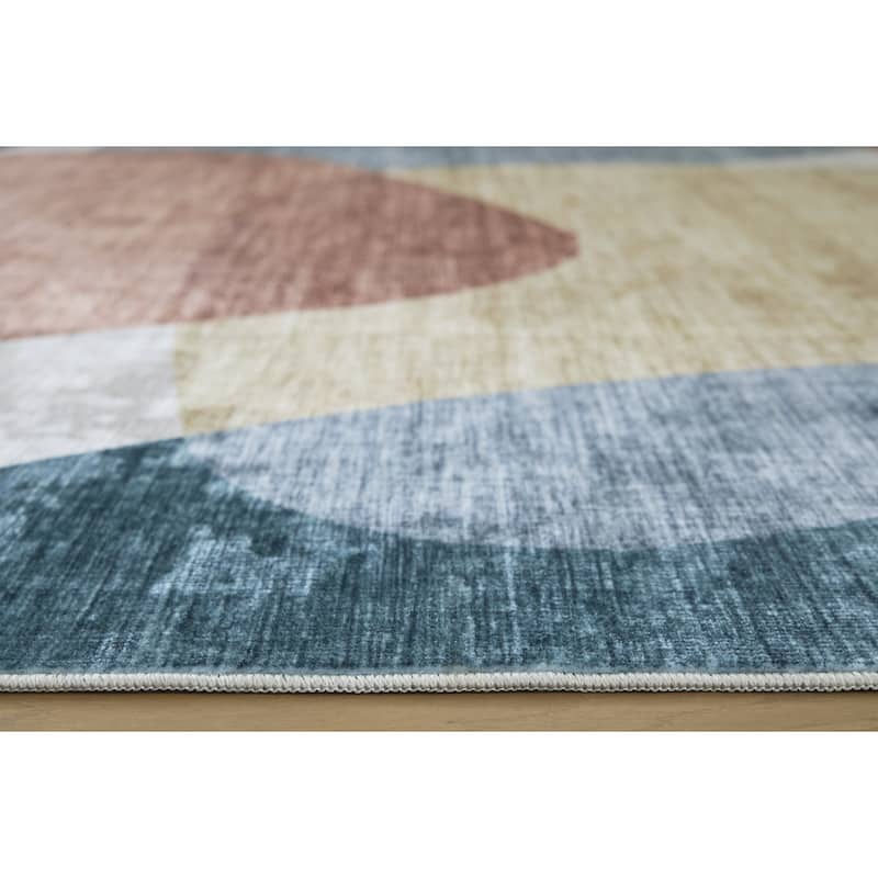 Signature Design by Ashley Chanleigh Orange/Blue Washable Area Rug