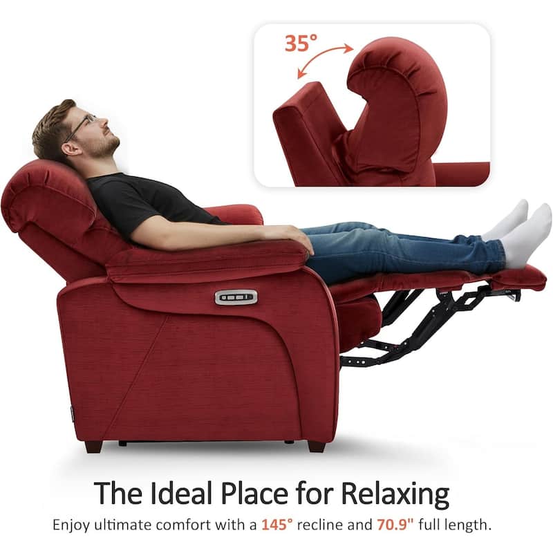 MCombo 61.6'' Wall Hugger Power Loveseat Recliner Sofa with Adjustable Headrest and USB A & C Charge Ports