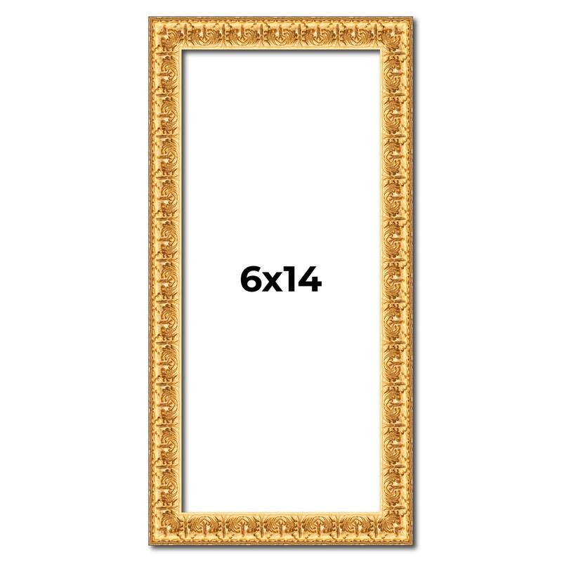 6x14 Frame Gold Real Wood Picture Frame Width 1 inches | Interior