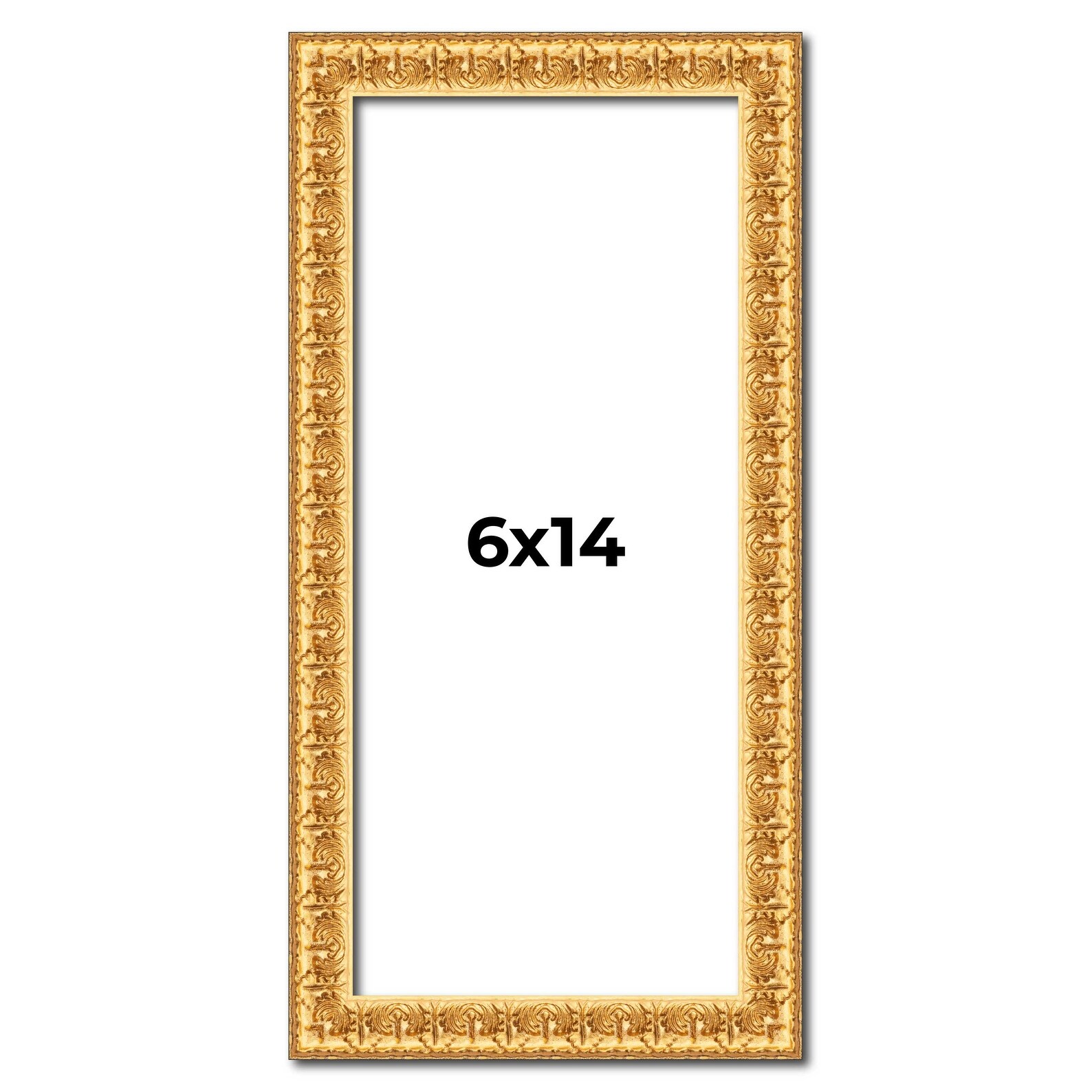 6x14 Frame Gold Real Wood Picture Frame Width 1 inches | Interior