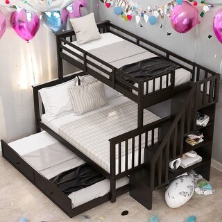 Space-Efficient Multifunctional Twin-Over-Full Bunk Bed with Twin size Trundle,Storage
