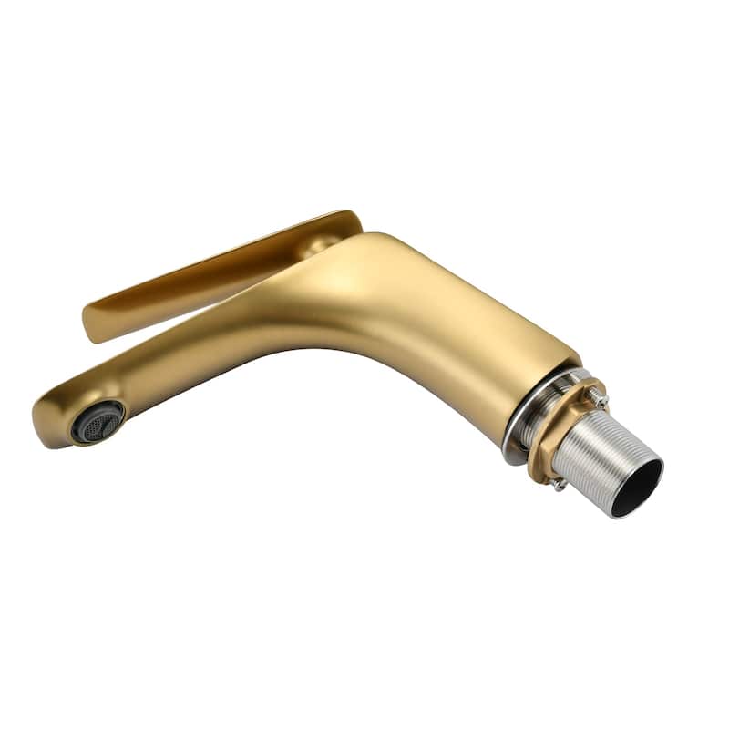 Single Hole Bathroom Sink Faucet with Pop Up Drain and Water Supply Hose, Single Handle Bathroom faucet