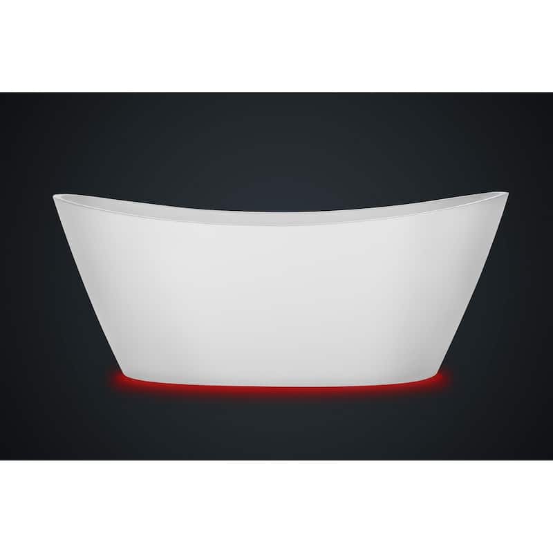 7 Color Changing Lights 59" X 30" Freestanding Soaking Bathtub