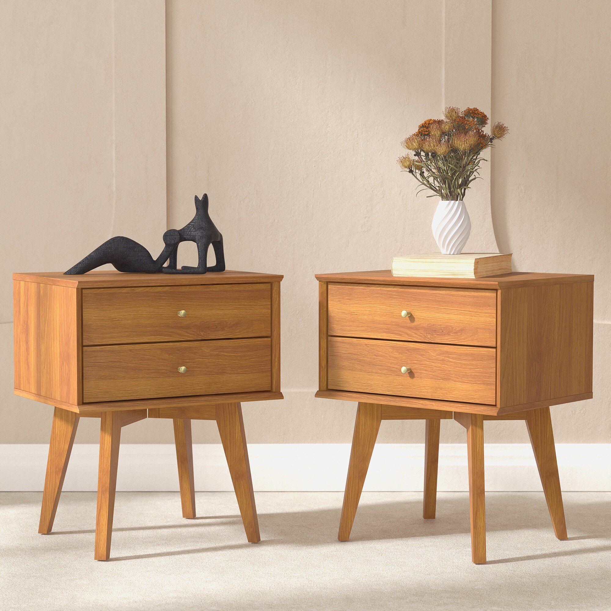 Walnut nightstand set online of 2
