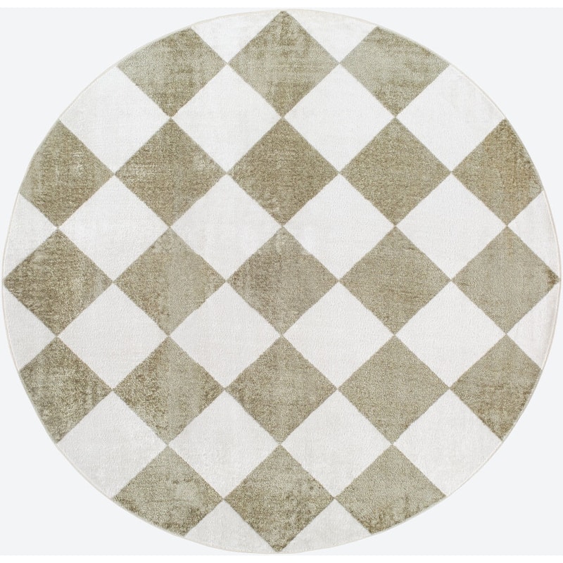 Livabliss Lillian Modern Washable Area Rug - 6'7" x 6'7" Round - Olive