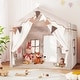 preview thumbnail 1 of 28, EROMMY Kids Tent Playhouse with LED Star Lights and Padded Mat, Large Indoor Toddler Tent for Boys and Girls. Beige