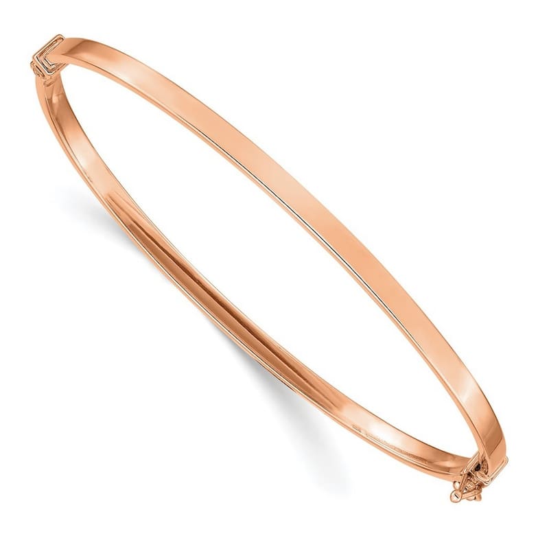 Curata 3mm 14k Rose Gold Polished Hinged Bangle Bracelet