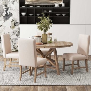5-Piece Dining Set With Round Table and 4 Upholstered Chairs - Bed Bath ...