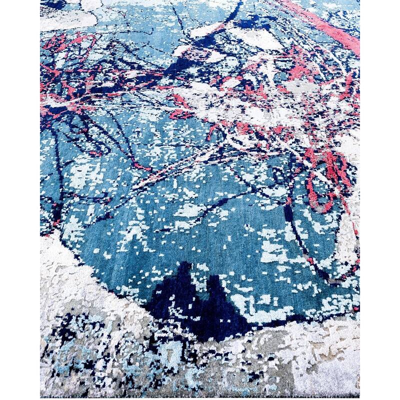 Ikat One-of-a-Kind Hand-Knotted Area Rug, Blue - 8' 2" x 10' 1"