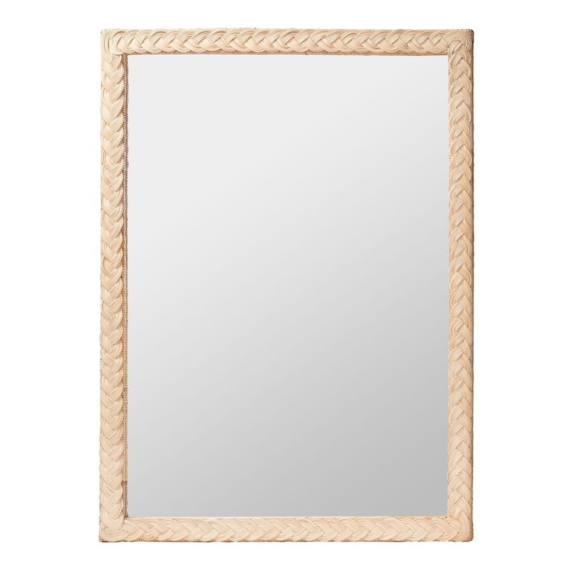 Lanica Japandi Sun Bleached Rattan Wall Mirror - Brown