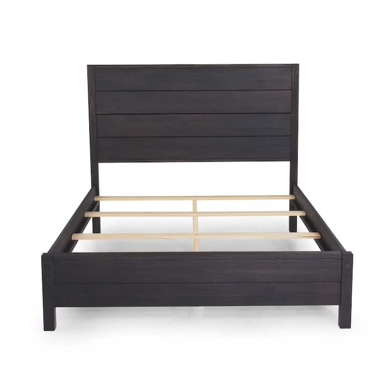 Grain Wood Furniture Montauk Distressed Solid Wood Panel Bed - Farmhouse Black - King