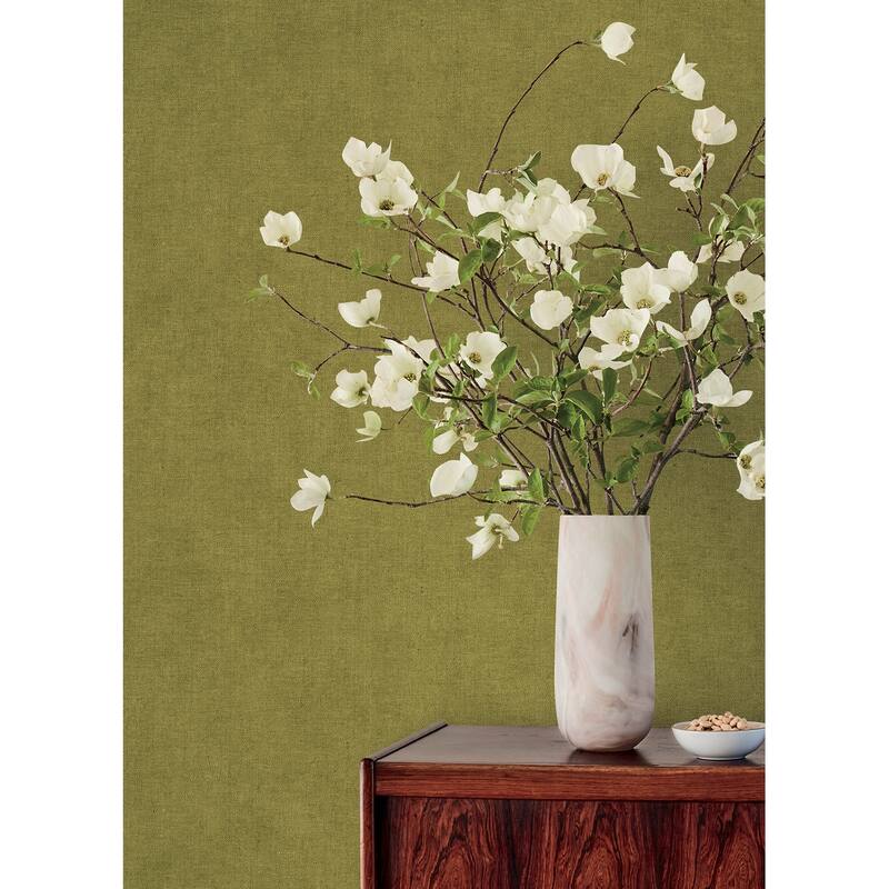 A-Street Prints Nuovo Chartreuse Faux Linen Wallpaper