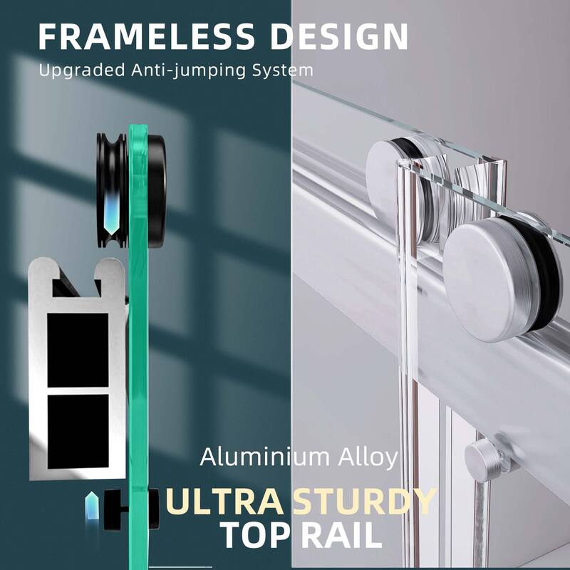 60"/72" W x 79" H Double Sliding Frameless Shower Door