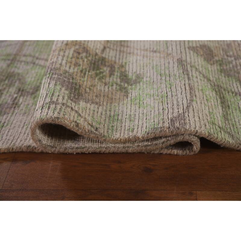 Floral Modern Oriental Area Rug Hand-Knotted Wool Carpet - 7'11"x 11'5"