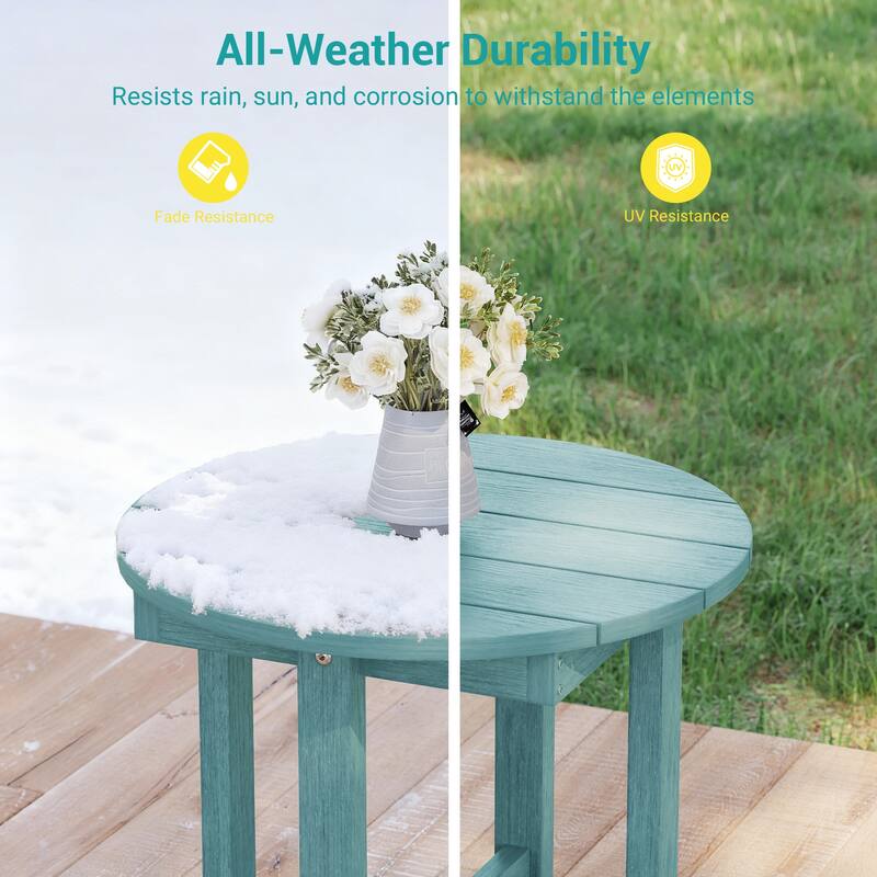 HDPE All-weather Outdoor Side Table, Easy Install Patio Table