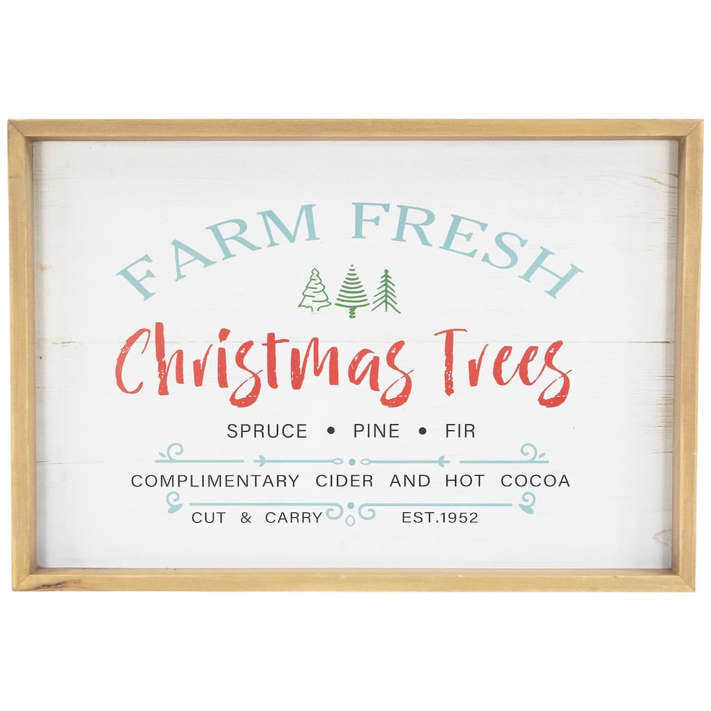 Framed "Farm Fresh Christmas Trees" Wooden Wall Sign - 18.75" x 13" - 18.75" x 13"