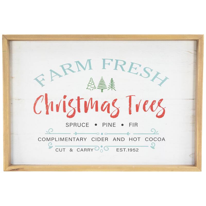 Framed Farm Fresh Christmas Trees Wooden Wall Sign - 18.75" x 13"
