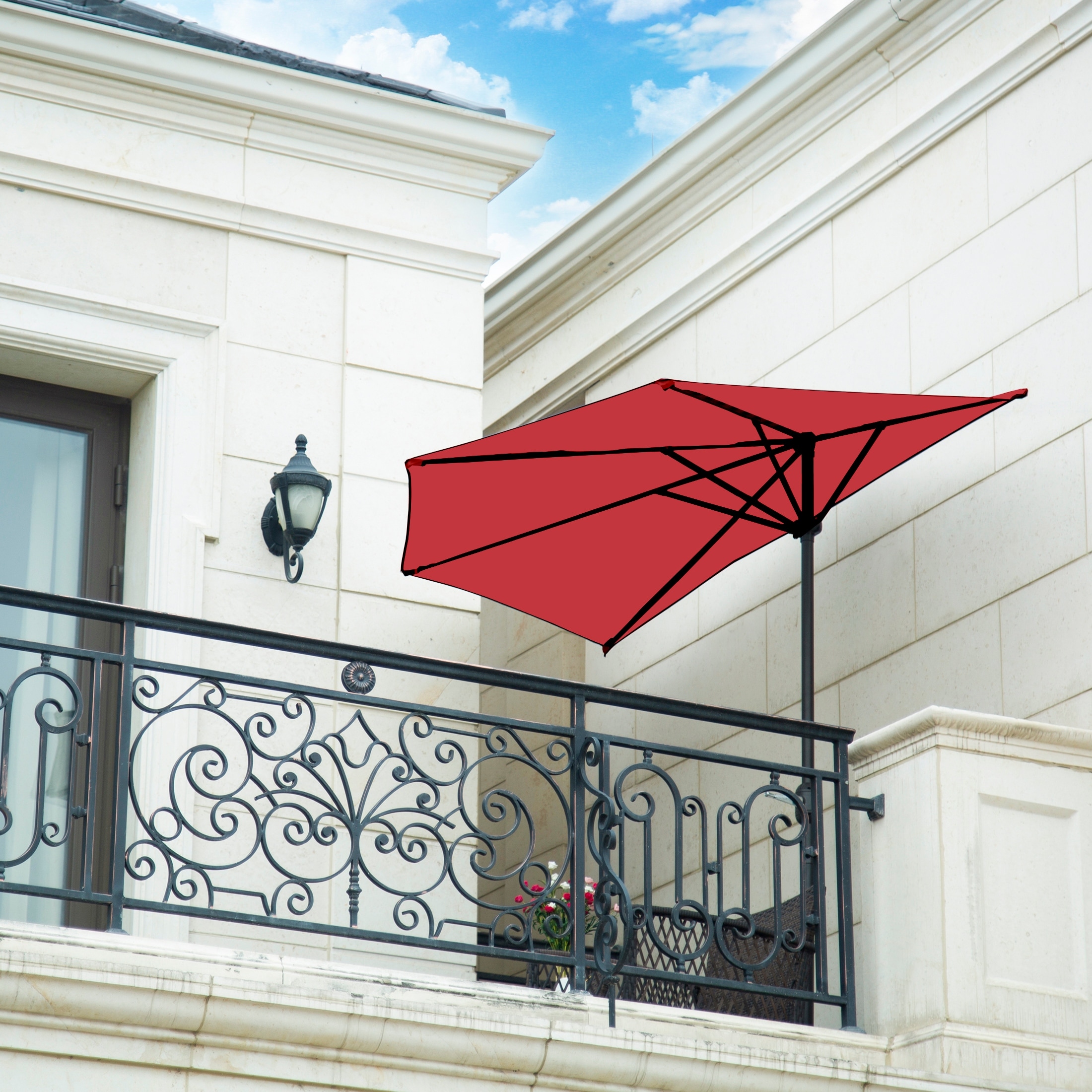 half rectangular patio umbrella Round Outdoor Umbrella Orange / 9FT With the crank and tilt mechanism of this product Half Patio Umbrellas at