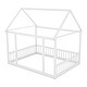 preview thumbnail 26 of 37, Full Size Floor Wood House Bed with Guardrails