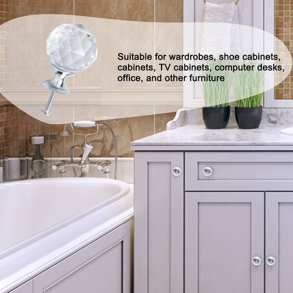 Shop Crystal Knobs Aluminum Alloy Base Round Shape Knob Drawer Pull Handle Furniture Door Cabinet Cupboard Wardrobe Dresser Drawers On Sale Overstock 28850733