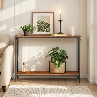 EROMMY Narrow Console Table, Entryway Table with Shelves, Hallway Table, Sofa Table Behind Couch, Rustic Accent Table