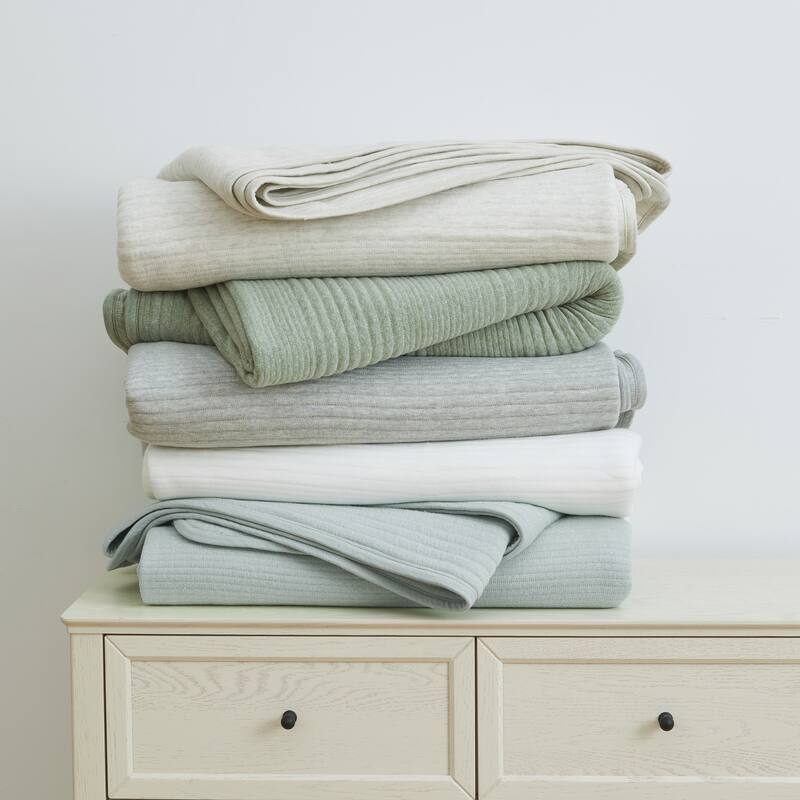 Linery & Co. Cotton Blend Jersey Knit Channel Stitch Quilt Set