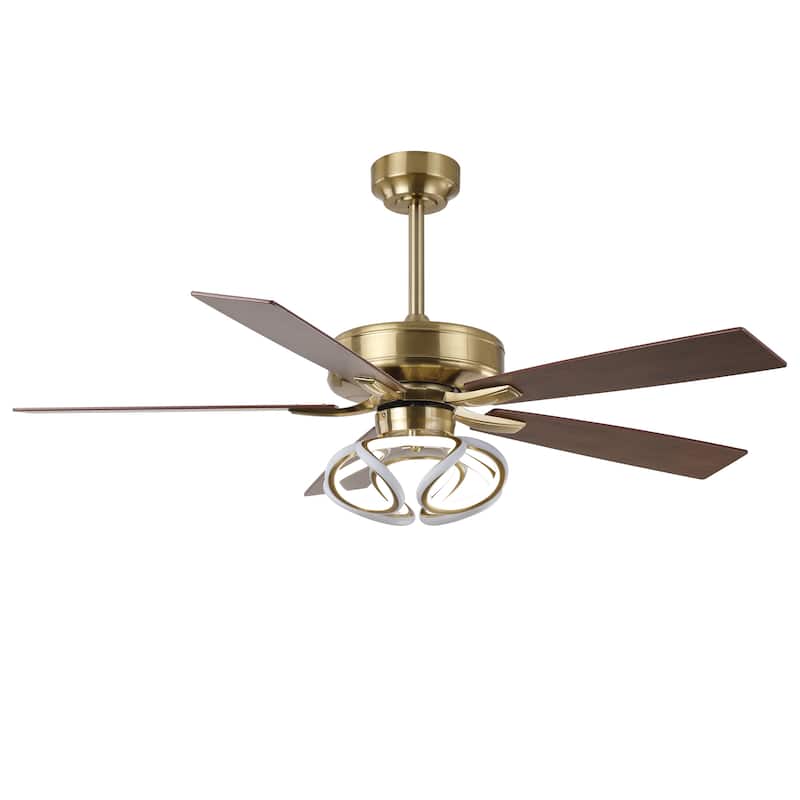 52" Modern Gold Smart Dimmable RGB Ceiling Fan with Remote and App Control