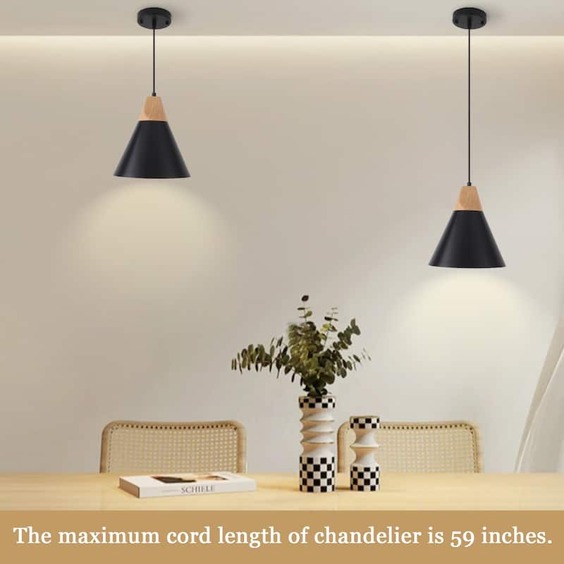 Farmhouse Pendant Light Fixture with Wood and Metal for Kitchen, Hallway,Living Room