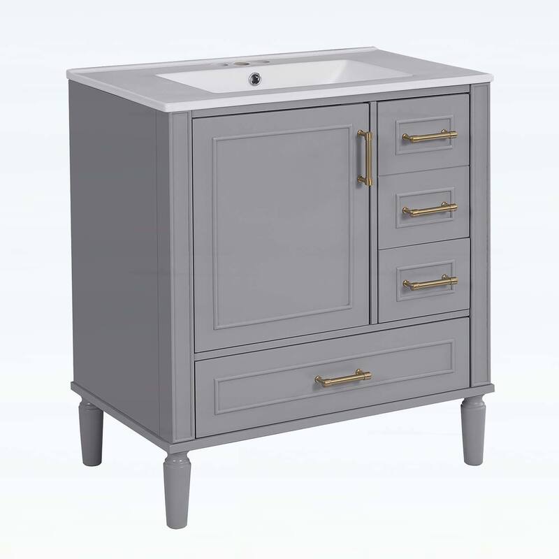 Bathroom Vanity with Ceramic Sink,Soft-Close Door,Multiple Drawers,and Ample Storage for Modern Bathrooms