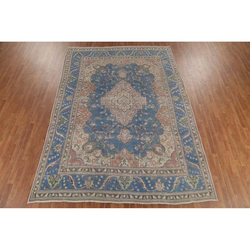 Floral Tabriz Persian Vintage Rug Handmade Living Room Wool Carpet - 8'1"x 11'3"
