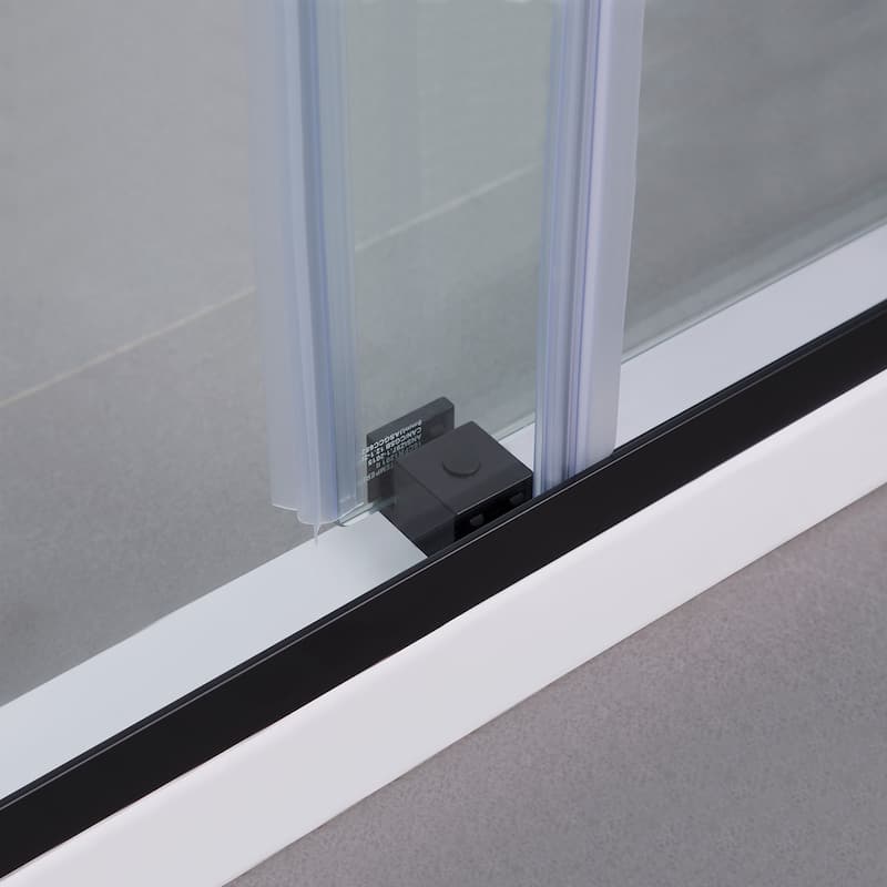 Spezia 68" W x 76" H Sliding Frameless Shower Door in Matt Black