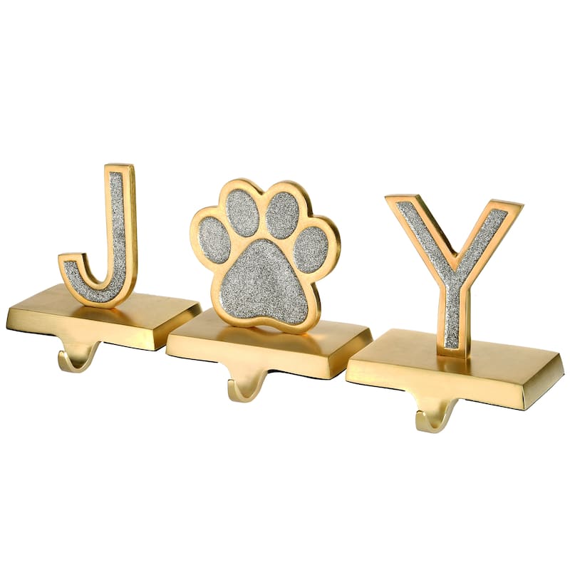 National Tree Company 5 in. Silver Sparkle JOY Stocking Holders, 3-Pieces - 5 in