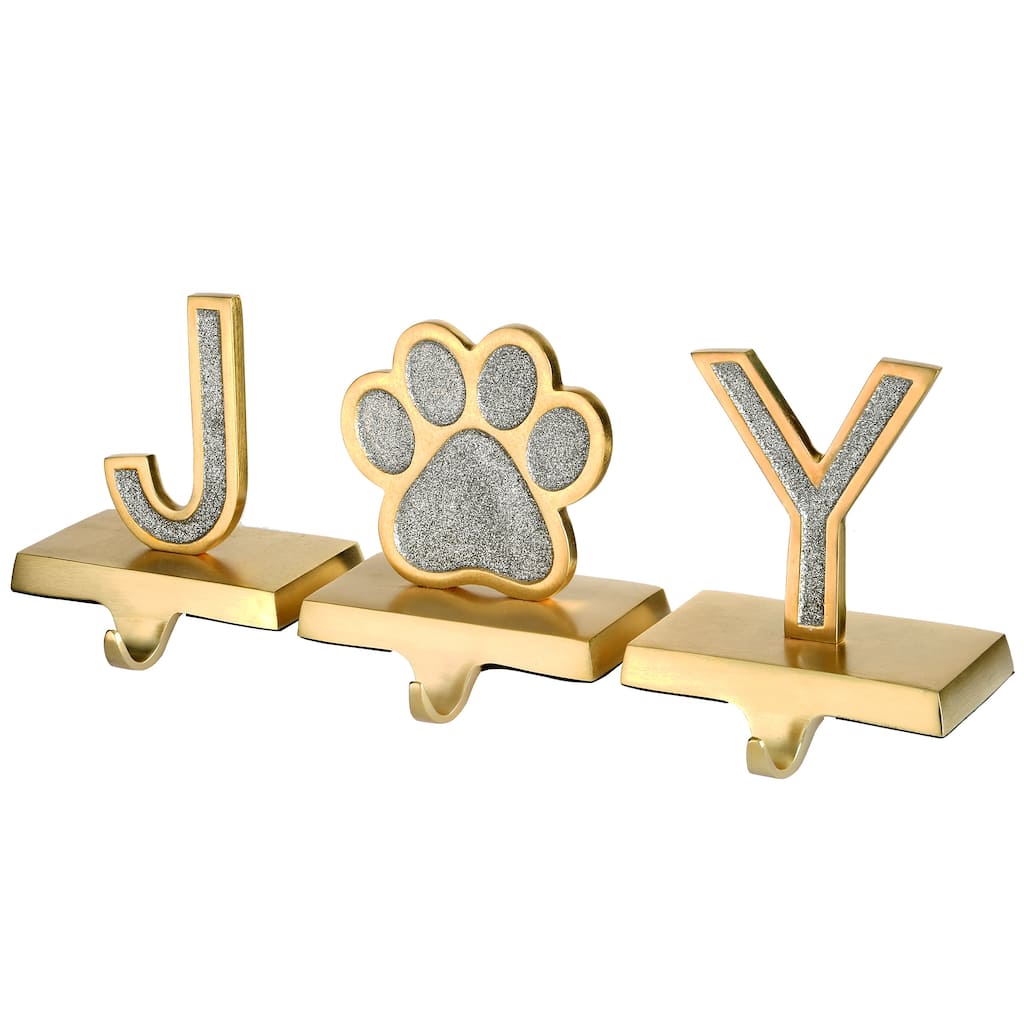 National Tree Company 5 in. Silver Sparkle JOY Stocking Holders, 3-Pieces - 5 in