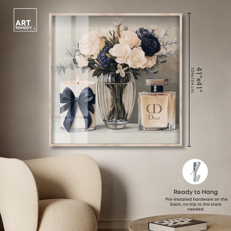 Ivory Perfume Flowers in Vase Shadowbox by Art Remedy