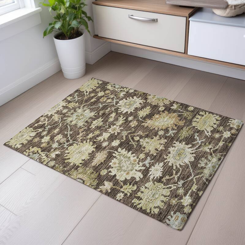 Premium Washable Super Soft Traditional Persian Mayfield Rug - Chocolate - 1'8" x 2'6"