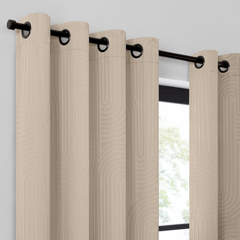 Umbra Ulysses Wave Geometric Light Filtering Grommet Curtain Panel