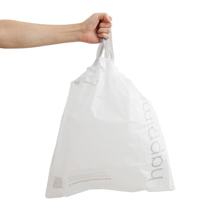 happimess 4-Gallon (15L) Drawstring Unscented Trash Can Liner, White (200-Count, 4-Rolls of 50 Liners) - 4 Gal - White