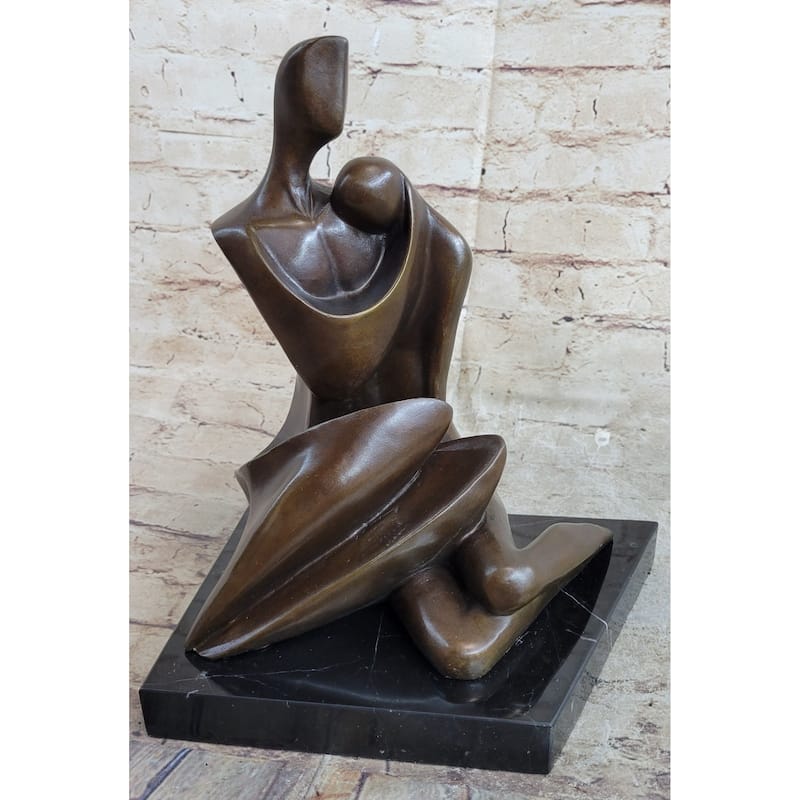 Abstract Modern Art Couple Embracing Romantic Lovers Anniversary Bronze Metal Sculpture