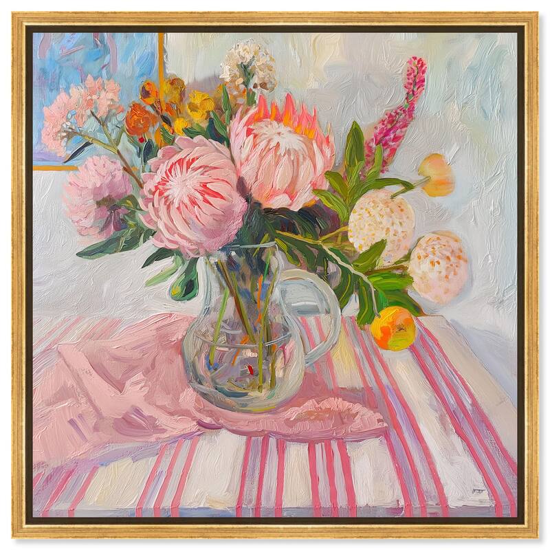 Pink Protea Pitcher Canvas by Art Remedy - 16" x 16" - Gold