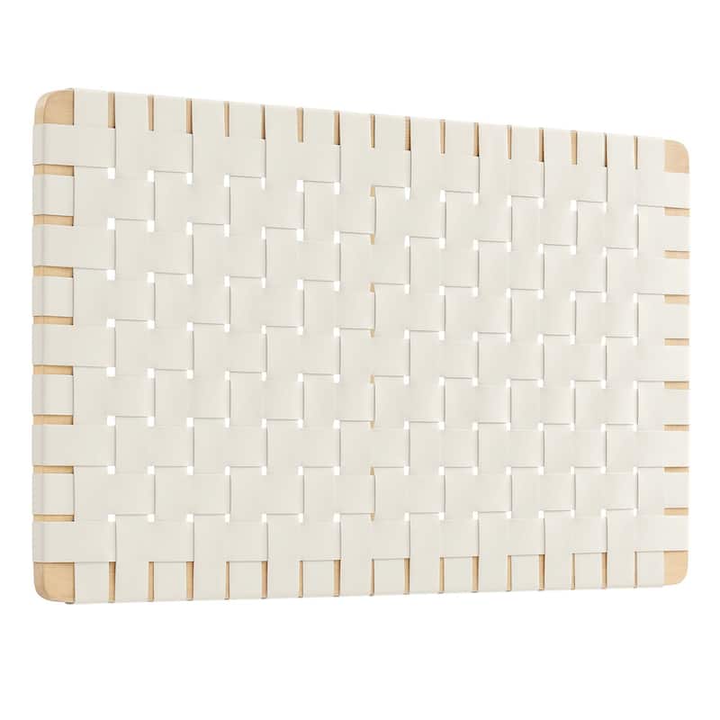 Sparta Wall-Mount Twin/Full/Queen/King Vegan Leather Weave Headboard - Natural Beige