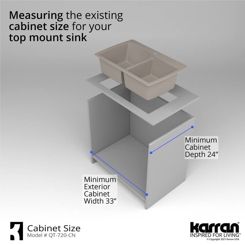 Karran Drop-In Quartz 50/50 Double Bowl Kitchen Sink