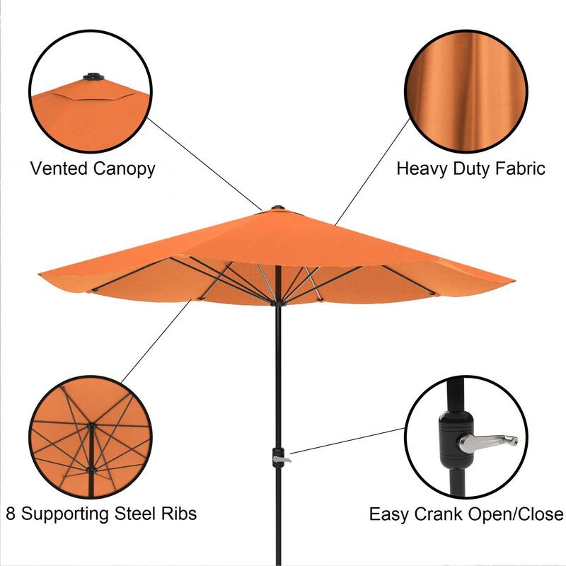Pure Garden 9 ft Patio Umbrella Outdoor Shade with Easy Crank